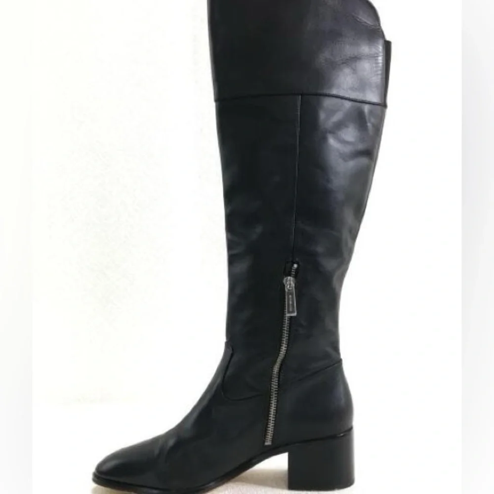MICHAEL MICHAEL KORS Dylan Black Leather Tall Boots Chunky Heel Size 7.5 - Picture 12 of 12